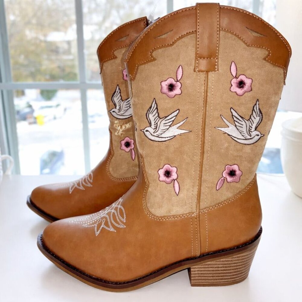Steve Madden Nectar Embroidered Western Boots Girls Big Kid Size 5 NEW - Picture 4 of 8